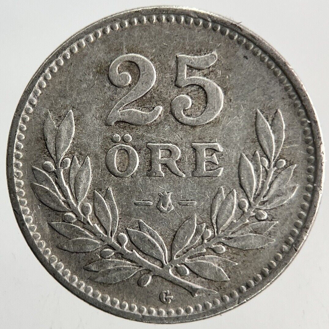1937 Sweden 25 Ore Silver Coin | Fine Collectable Grade