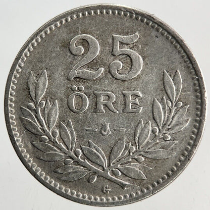 1937 Sweden 25 Ore Silver Coin | Fine Collectable Grade