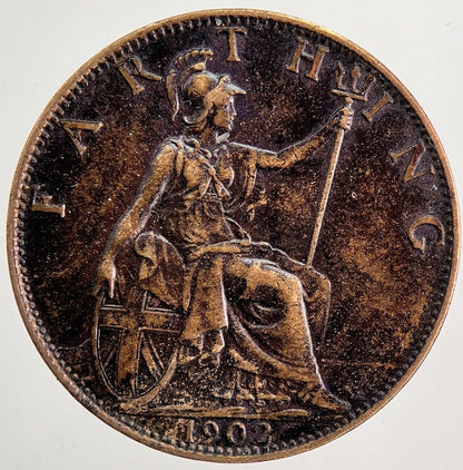 1902 Edward VII Farthing Coin | Very Fine Grade | a5821