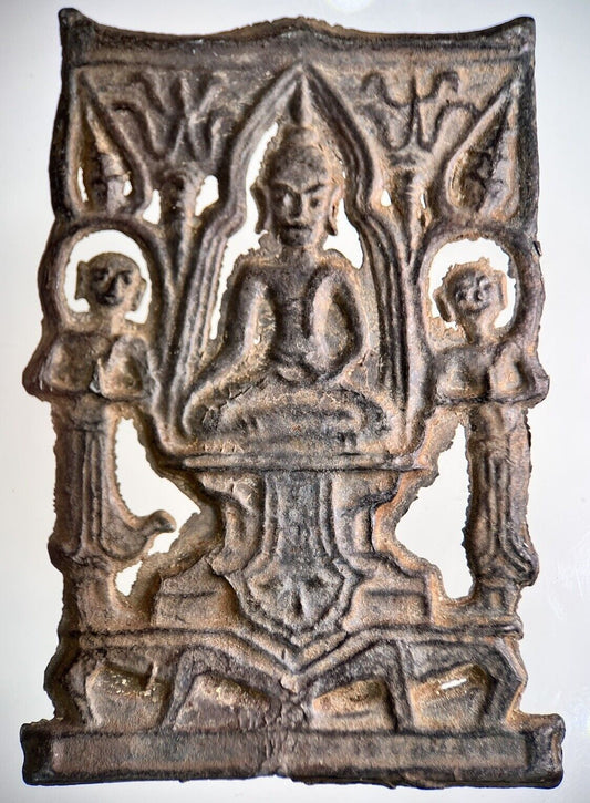 Old Thailand Thai Buddha Charm Metal Statue Amulet | Height 6cm