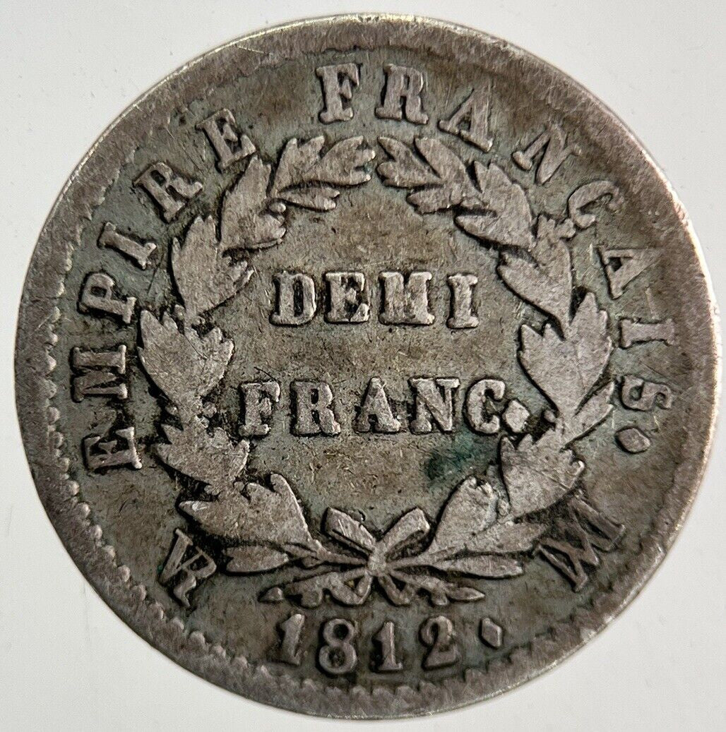 1812 France Napoleon Demi 1/2 Franc Silver Coin | Fine Collectable Grade