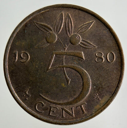1980 Netherlands 5 Cents Coin | Fine Collectable Grade