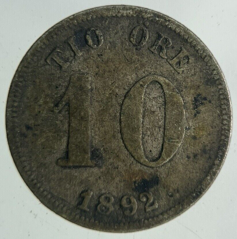1892 Sweden 10 Ore Silver Coin | Collectable Grade