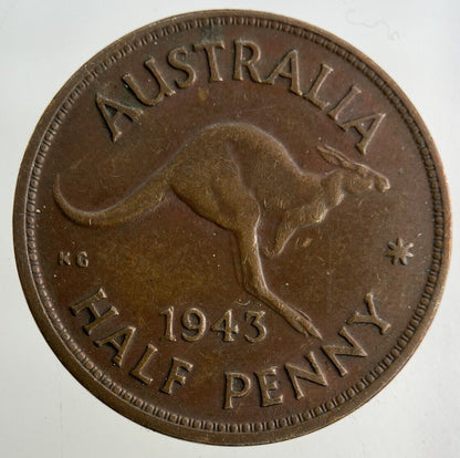 1943 Australia Half - Penny Coin | Fine Collectable Grade