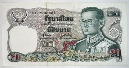 1978 - 1981 Thailand Thai 20 Baht Rama IX Banknote Series 12 | a90235