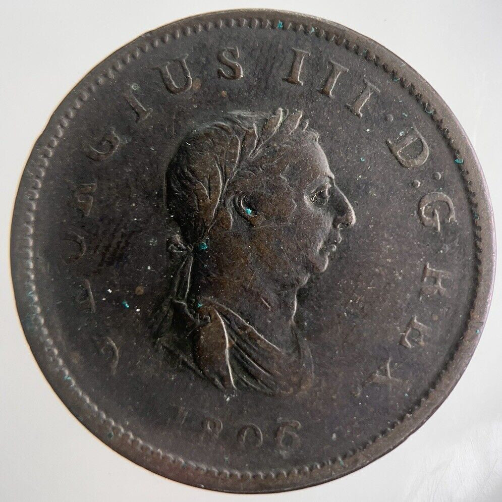 1806 George III 3rd Half - Penny Coin | Fine Collectable Grade | a4452