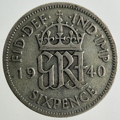 1940 George VI Sixpence Silver Coin | Fine Collectable Grade