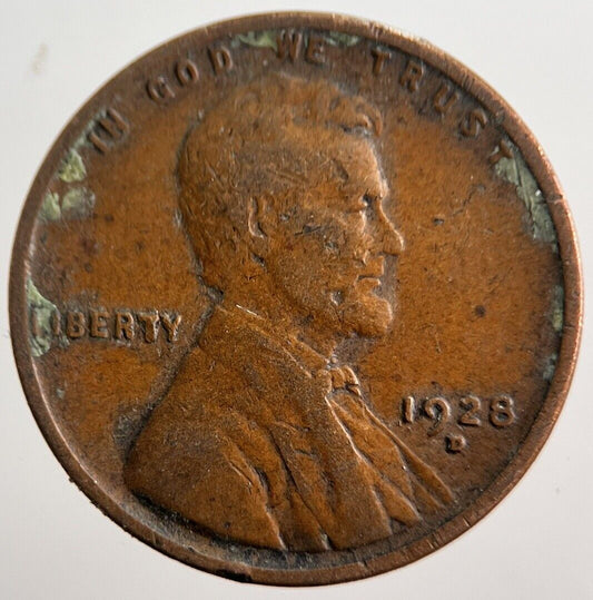 1928 - D Lincoln US USA One Cent Coin | Fine Collectable Grade | a1835
