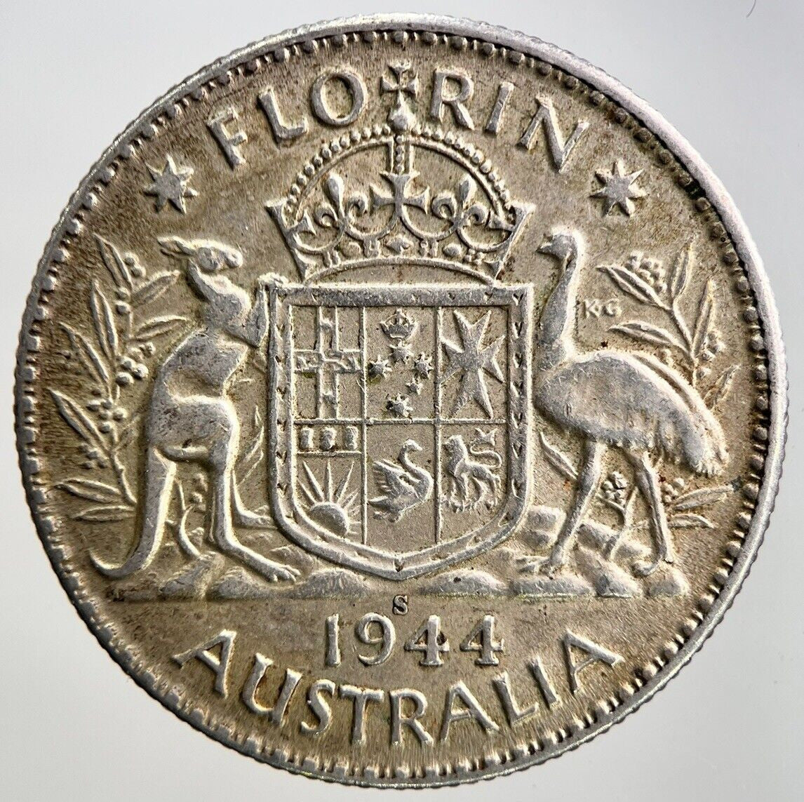 1944 - S Australia Florin Silver Coin | Fine Collectable Grade | a3449