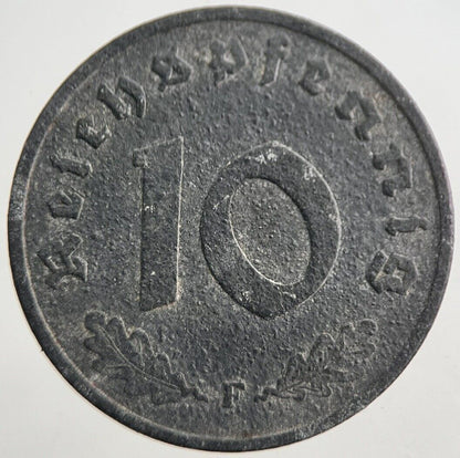 1942 - F Germany Nazi 10 Pfennig Coin | Fine Collectable Grade | a7769