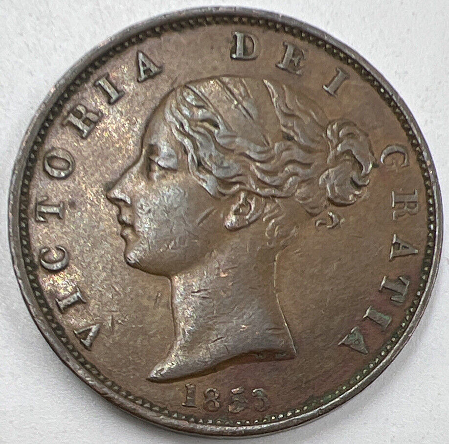 1853 Half - Penny | British Copper Coin | Victoria | Very Fine Grade | a893