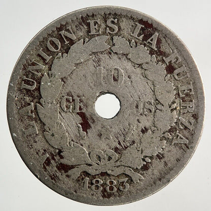 1883 Bolivia 10 Centavos Coin | Fair Grade