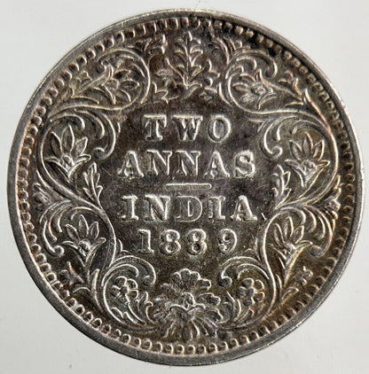 1889 India 2 Annas Silver Coin | Very Fine Grade