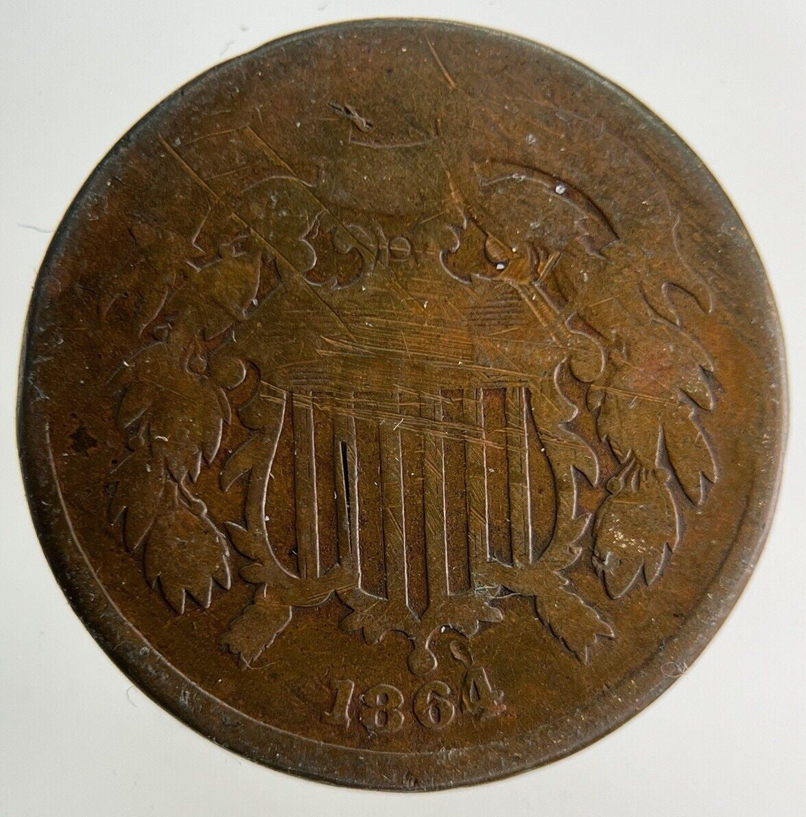 1864 US USA Shield 2 Cents Coin | Collectable Grade