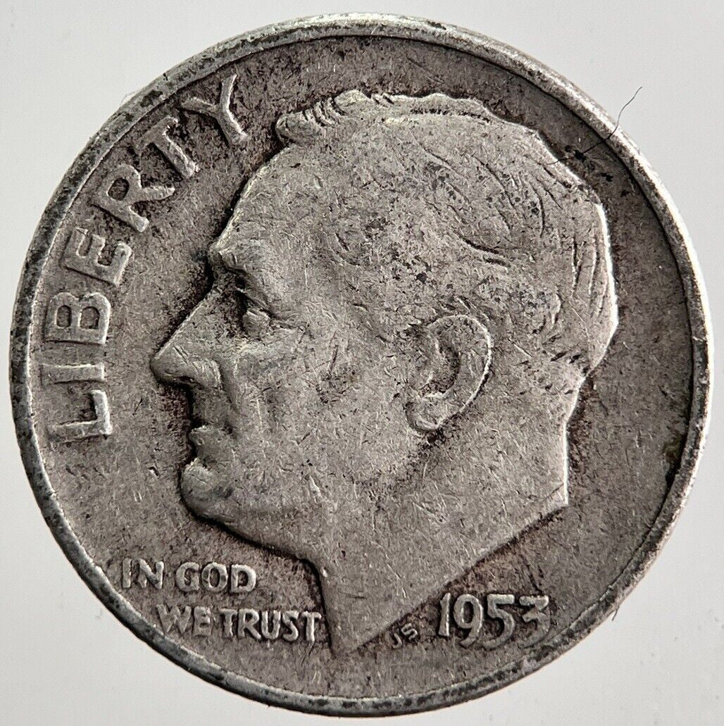 1953 - D US USA Roosevelt Dime Silver Coin | Fine Collectable Grade