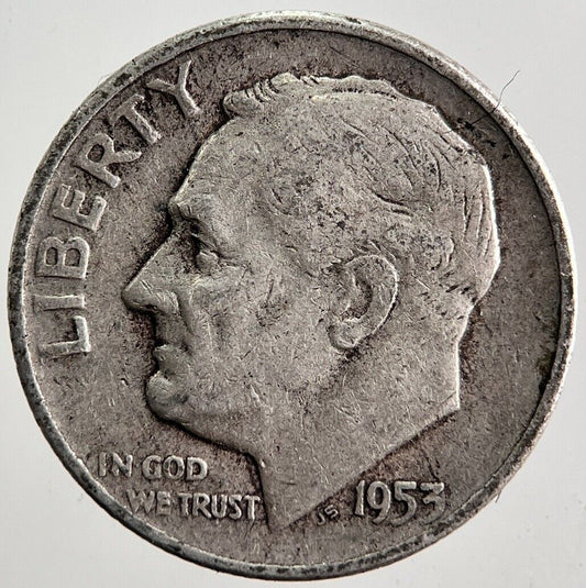 1953 - D US USA Roosevelt Dime Silver Coin | Fine Collectable Grade