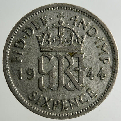 1944 George VI Sixpence Silver Coin | Fine Collectable Grade