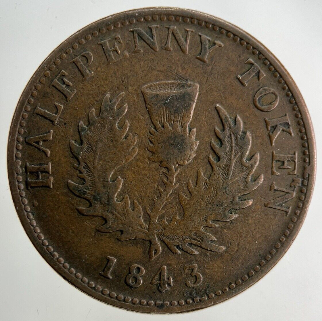 1843 Canada Nova Scotia Half-Penny Coin | Collectable Grade