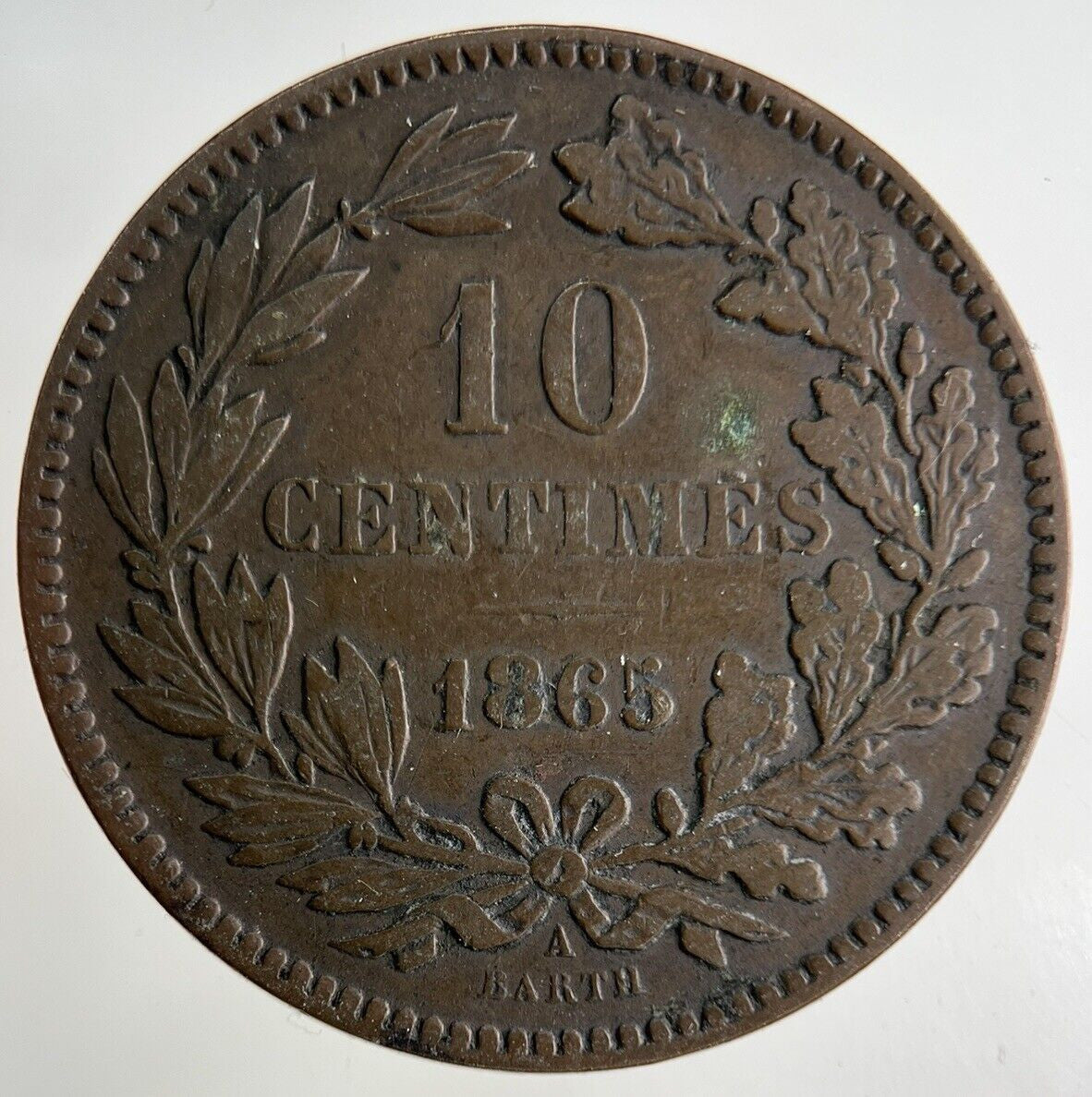 1865 Luxembourg 10 Centimes Coin | Fine Collectable Grade