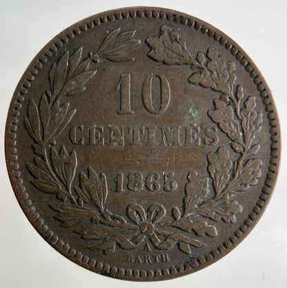 1865 Luxembourg 10 Centimes Coin | Fine Collectable Grade