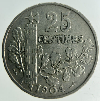 1904 France 25 Centimes Coin | Fine Collectable Grade
