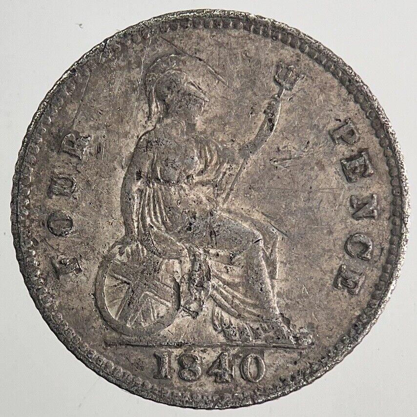 1840 Victoria Four - Pence Groat Silver Coin | Fine Collectable Grade | a9974