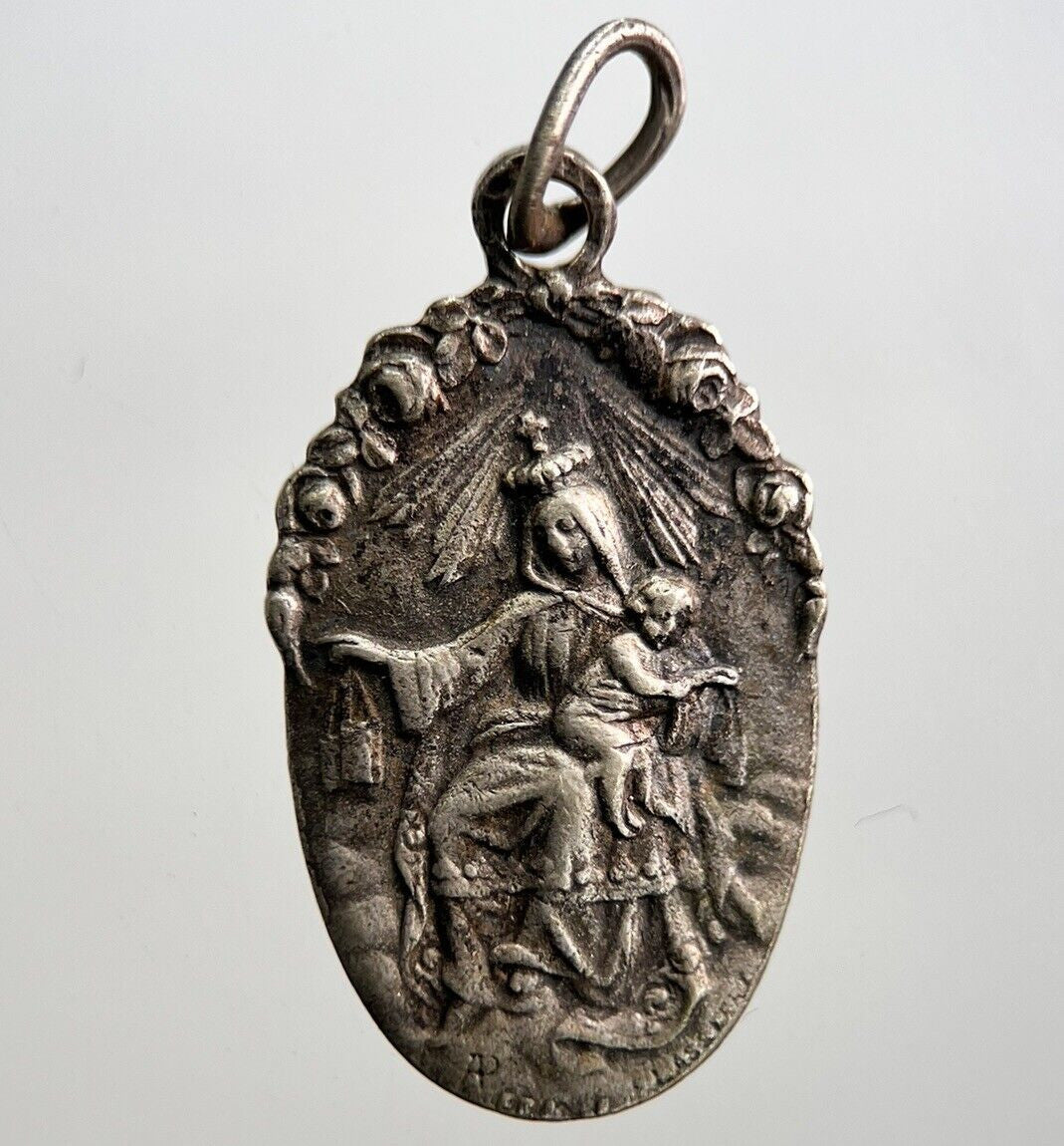 Old Religious Jesus & Mary Pendant Necklace Charm Amulet | Height 2.3cm | a2955