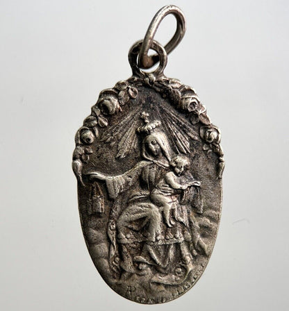 Old Religious Jesus & Mary Pendant Necklace Charm Amulet | Height 2.3cm | a2955