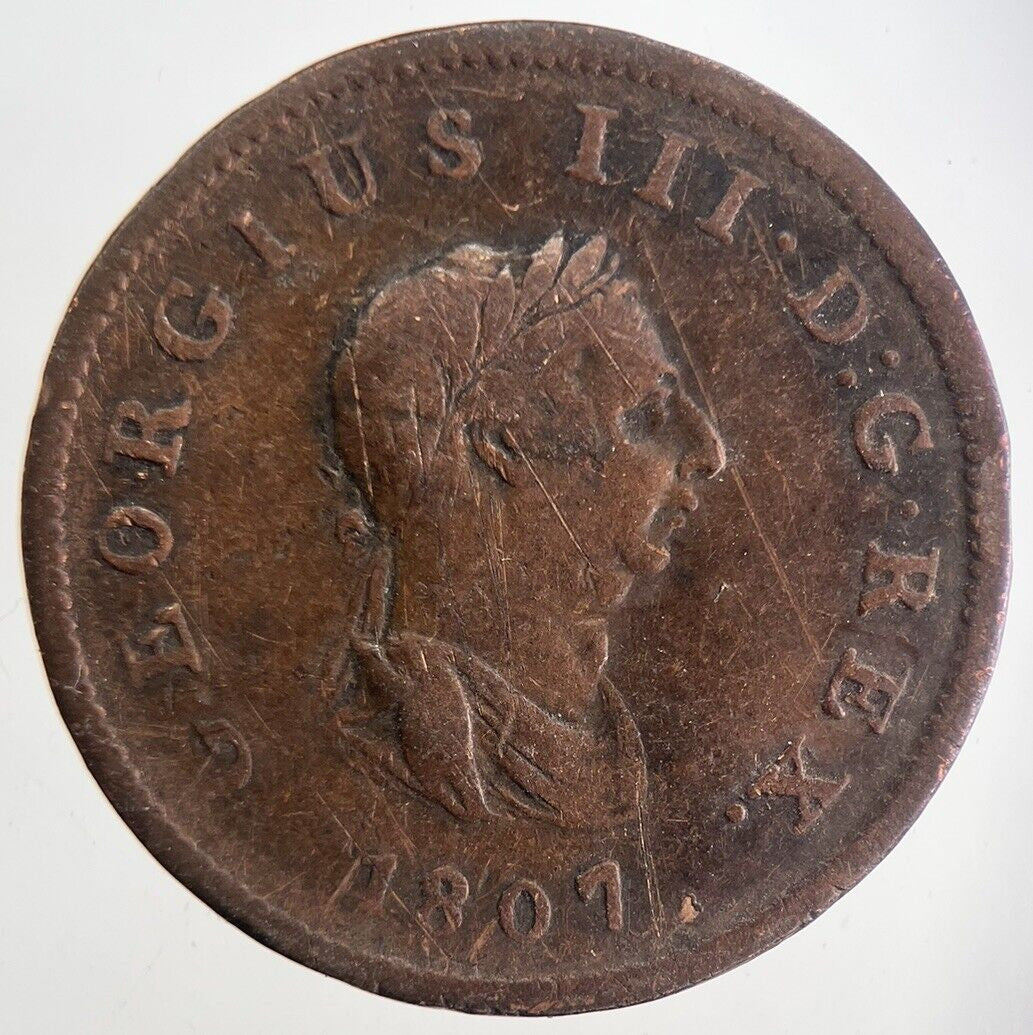 1807 George 3rd III Half - Penny Coin | Collectable Grade | a9899