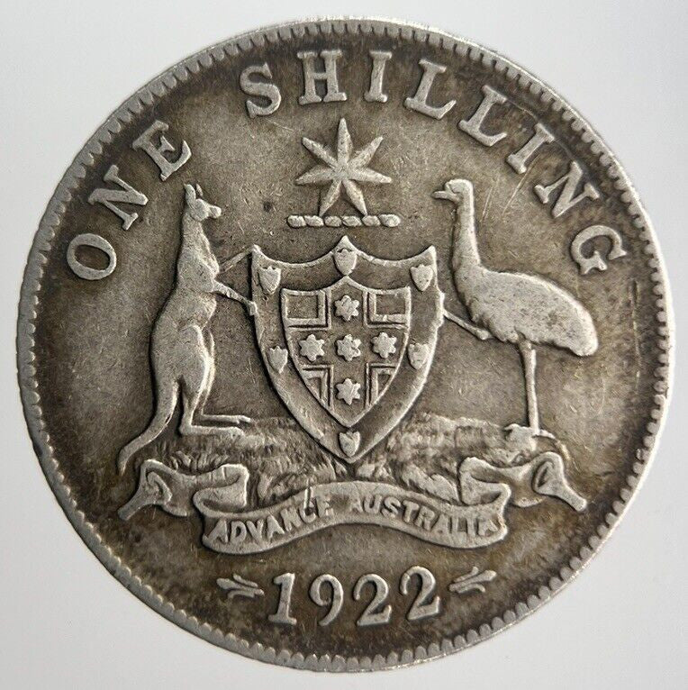 1922 Australia One Shilling Silver Coin | Fine Collectable Grade a4506