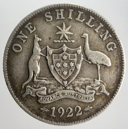 1922 Australia One Shilling Silver Coin | Fine Collectable Grade a4506