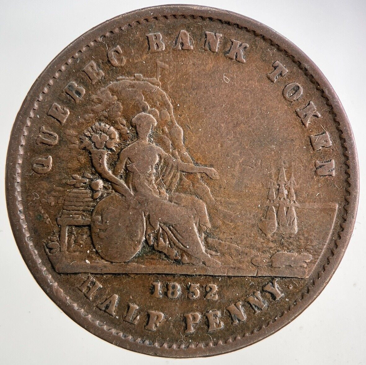 1852 Canada Bank Half - penny Token Coin | Fine Collectable Grade