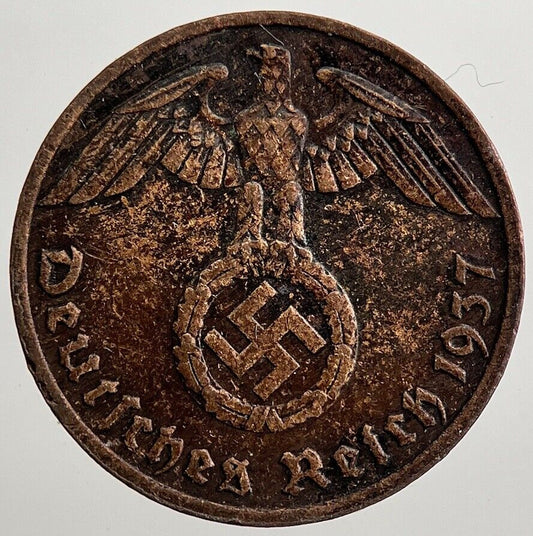 1937 - F Germany Nazi 1 Pfennig Coin | Very High Grade | a2574