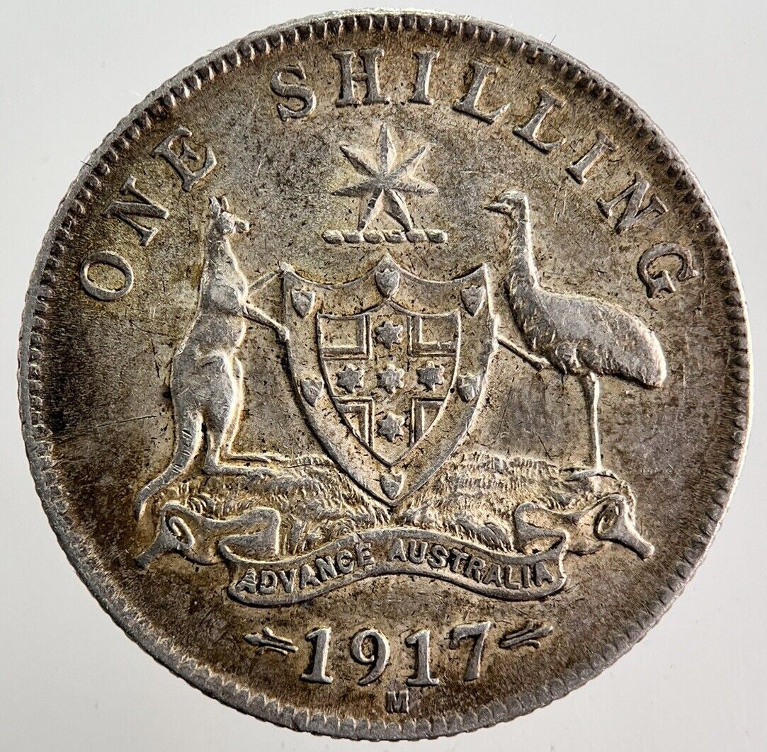 1917 - M Australia One Shilling Silver Coin | Very High Grade
