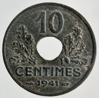 1941 France 10 Centimes Coin | Fine Collectable Grade