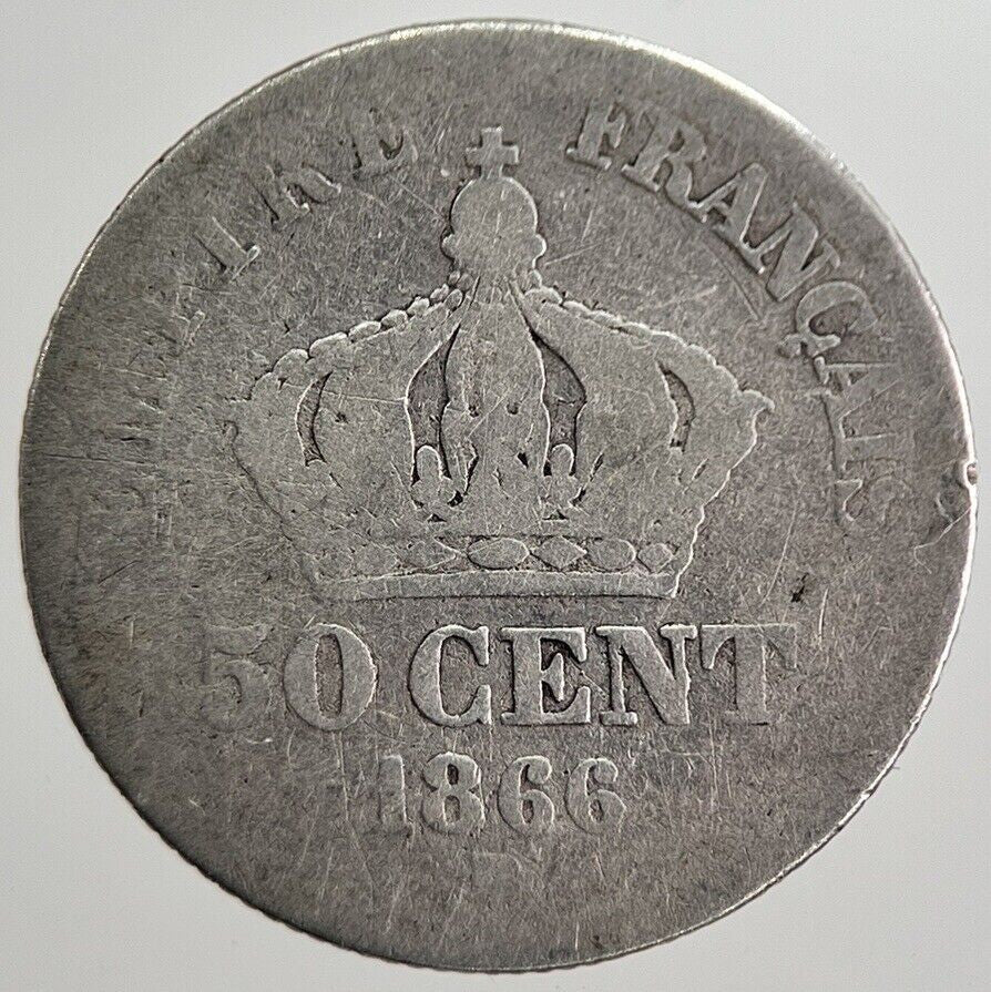 1866 France 50 Cent Silver Coin | Fair Grade | a8373