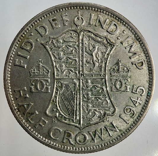 1945 George VI Half - Crown Silver Coin | Fine Collectable Grade