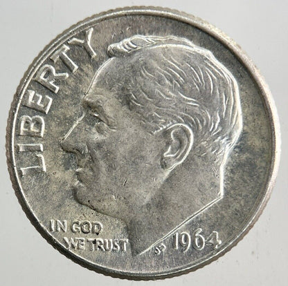 1964 - D US USA Roosevelt One Dime Silver Coin | Very High Grade