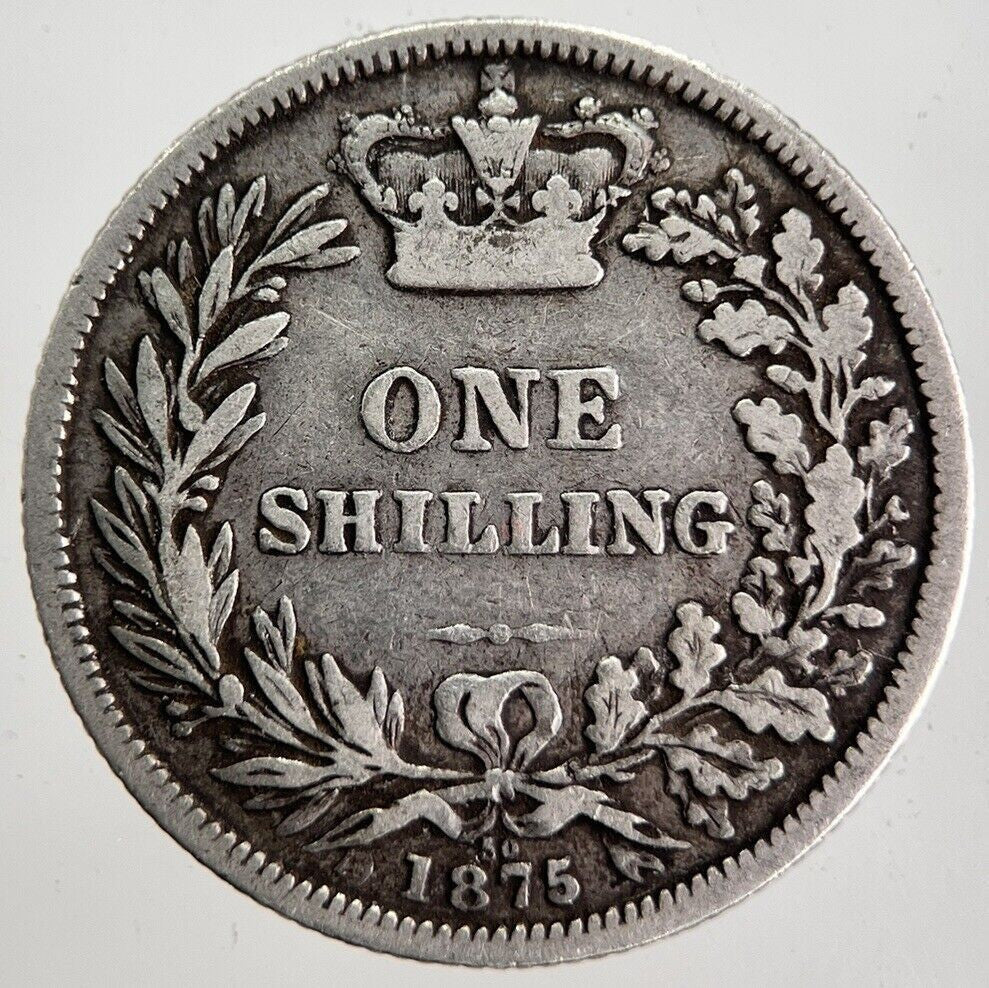 1875 Die-50 Victoria Shilling Silver Coin | Collectable Grade | a7125