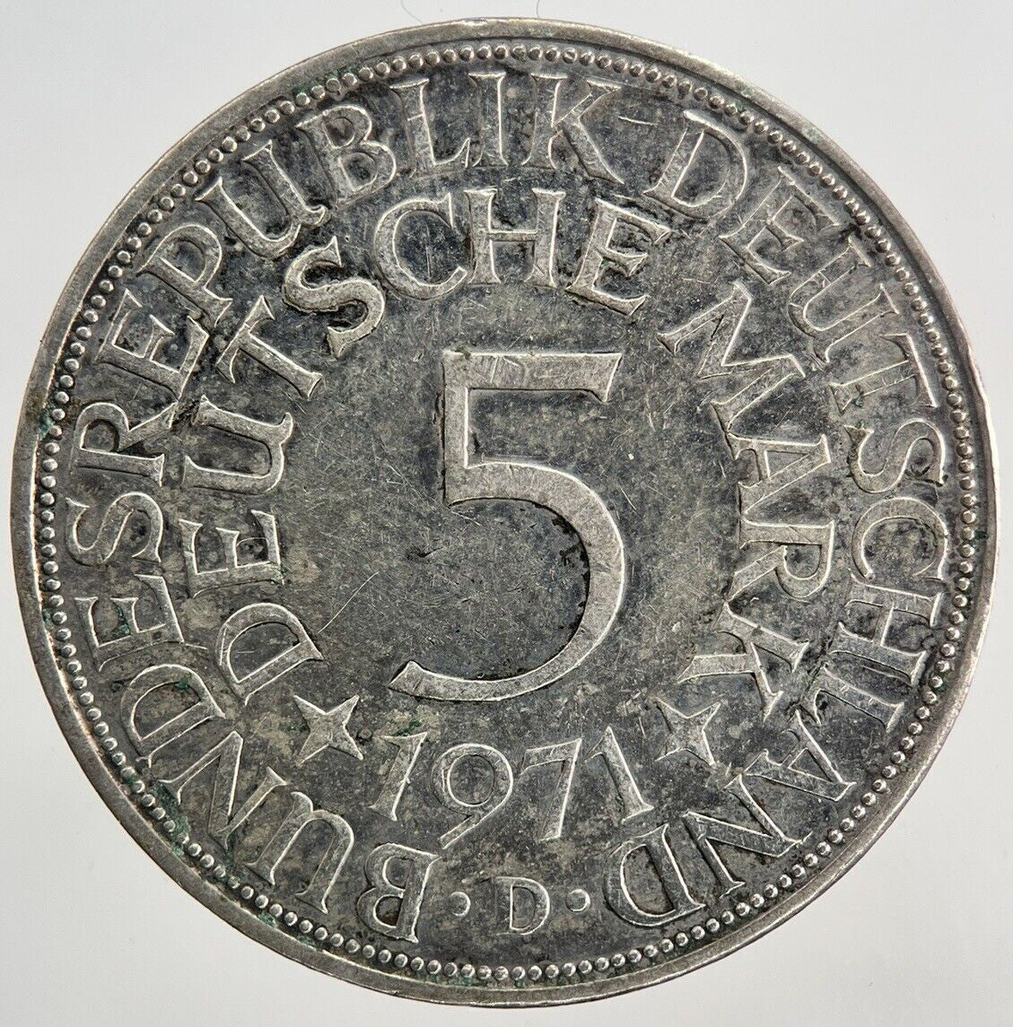 1971 - D Germany 5 Mark Silver Coin | Fine Collectable Grade