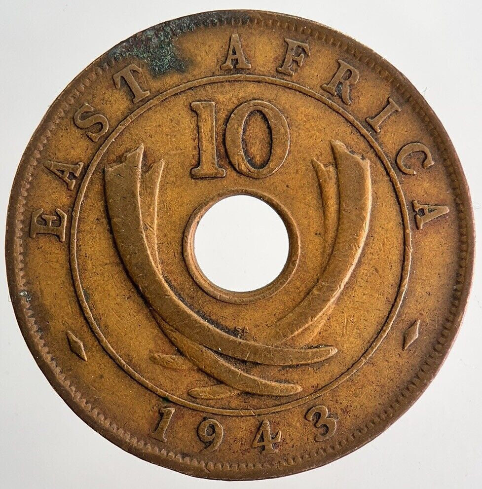 1943 East Africa 10 Ten Cents Coin | Fine Collectable Grade | a9929
