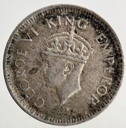 1944 India 1/4 Quarter Rupee Silver Coin | Fine Collectable Grade