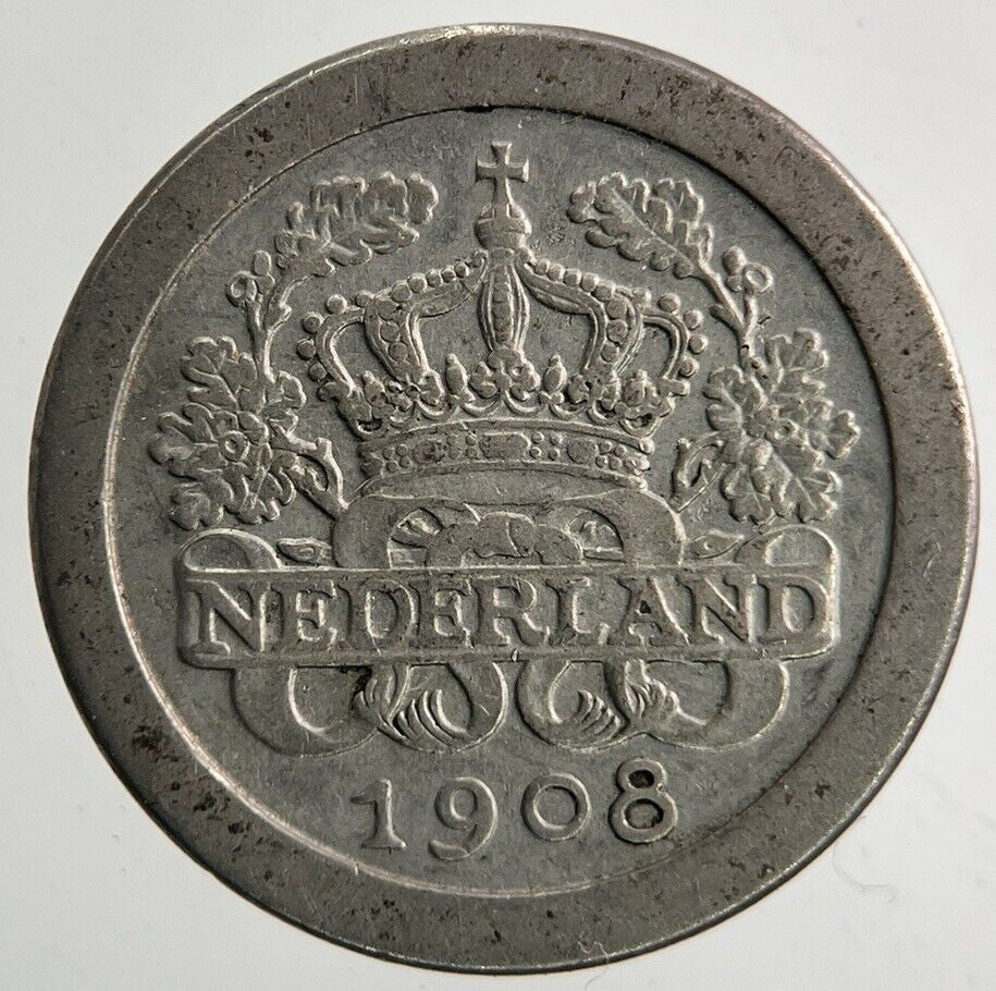 1908 Netherlands 5 Cents Coin | Fine Collectable Grade