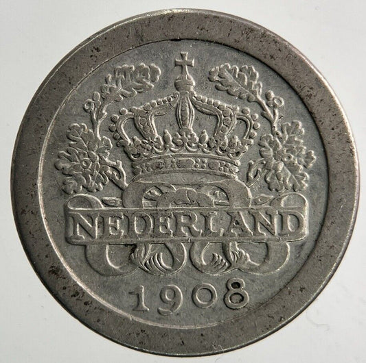 1908 Netherlands 5 Cents Coin | Fine Collectable Grade