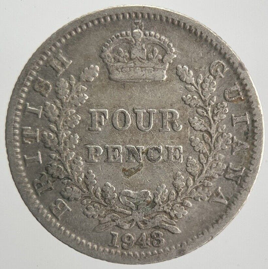 1943 British Four - Pence Guiana Belize Silver Coin | Collectable Grade | a4226