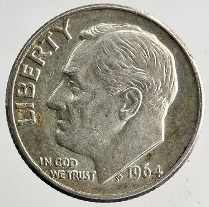 1964 - D US USA Roosevelt One Dime Silver Coin | Very High Grade