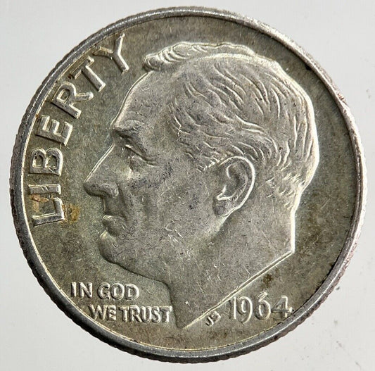 1964 - D US USA Roosevelt One Dime Silver Coin | Very High Grade