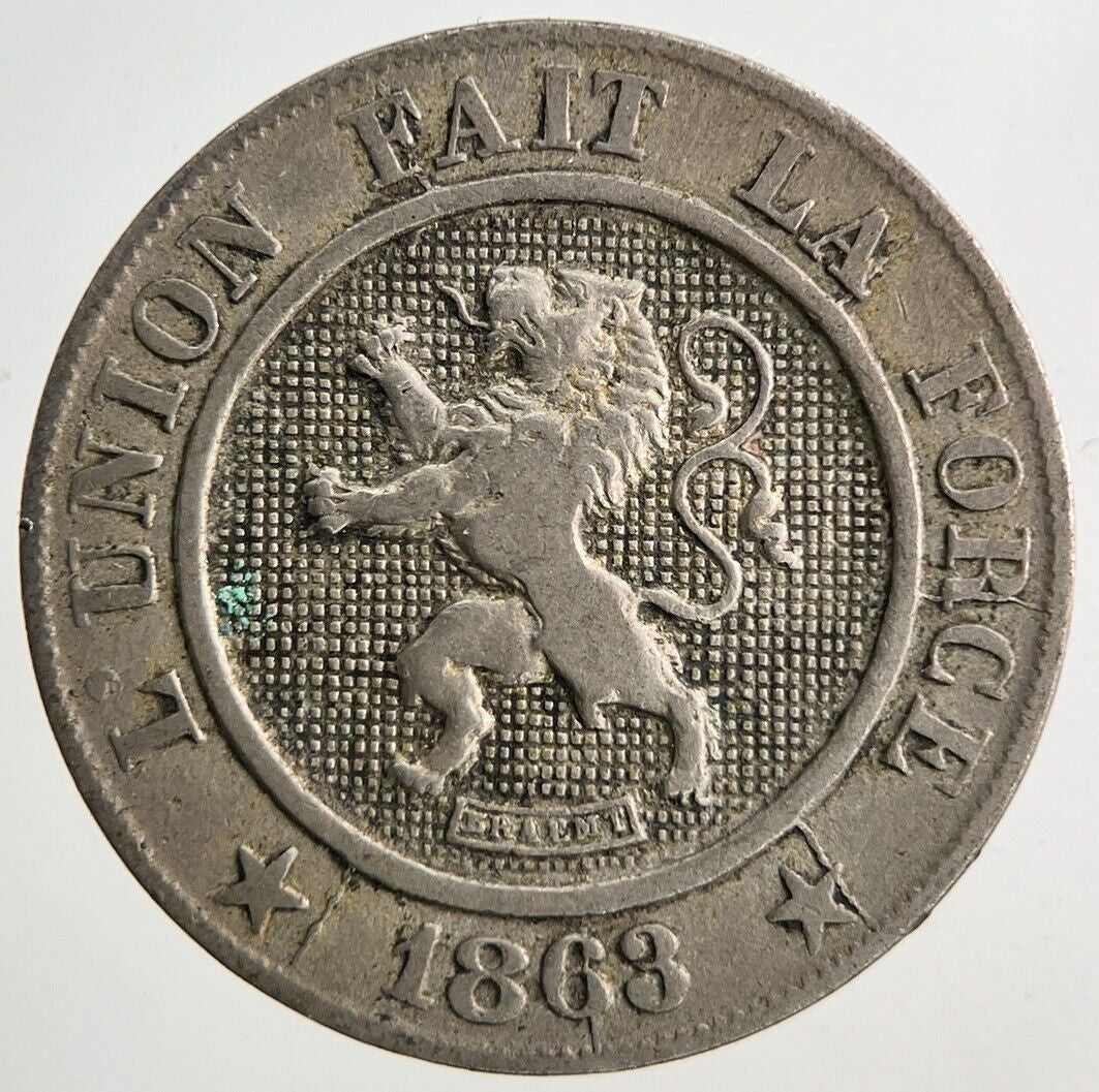 1863 Belgium 10 Cent Centimes Coin | Fine Collectable Grade