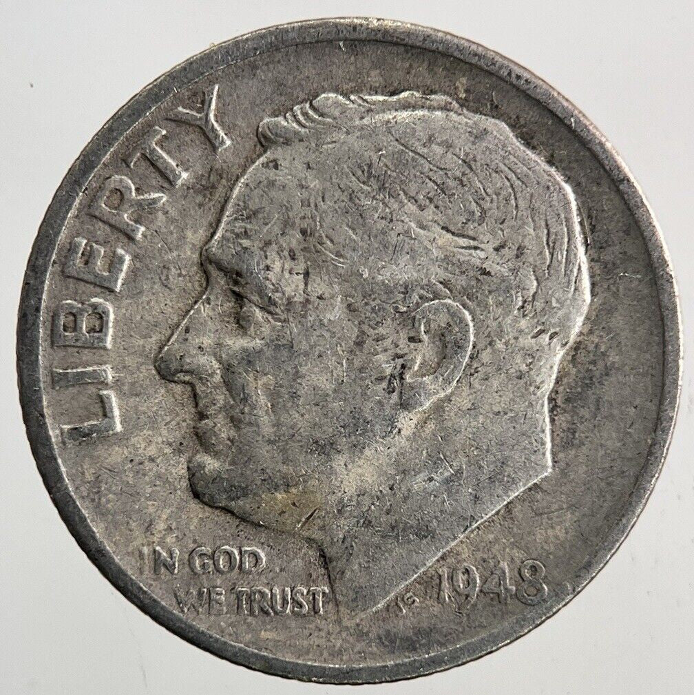 1948 - S US USA Roosevelt Dime Silver Coin | Fine Collectable Grade