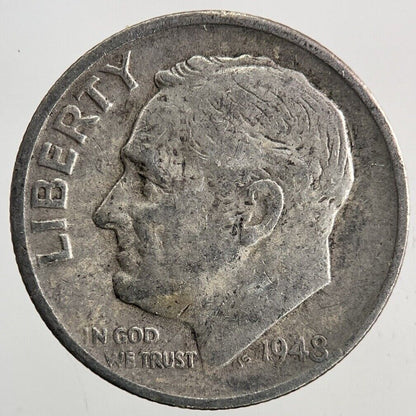 1948 - S US USA Roosevelt Dime Silver Coin | Fine Collectable Grade